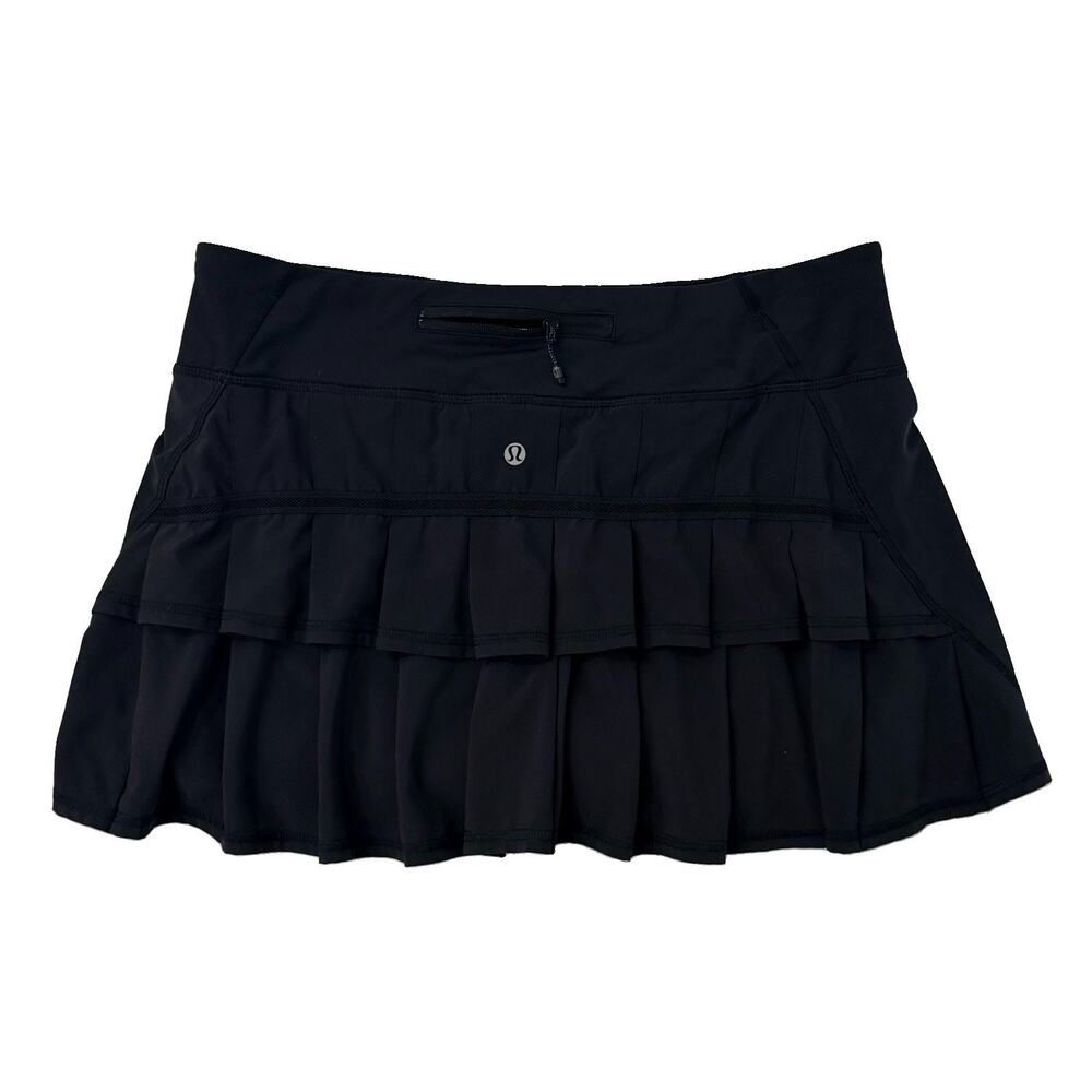 Lululemon Athleisure Run Pace Setter Skirt Skort Black 8 Tennis Pickleball